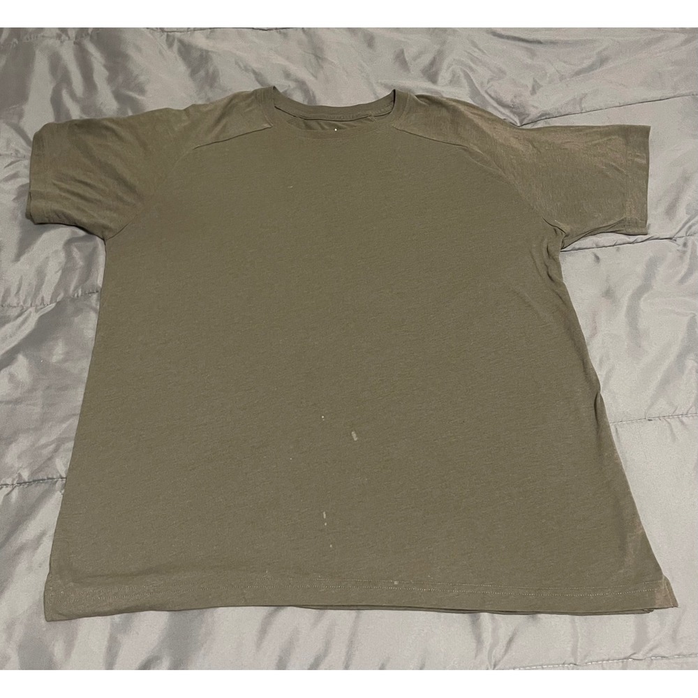Alo Yoga Mens Crew Neck Short Sleeve T Shirt Olive Green Basic‎ Casual Size L